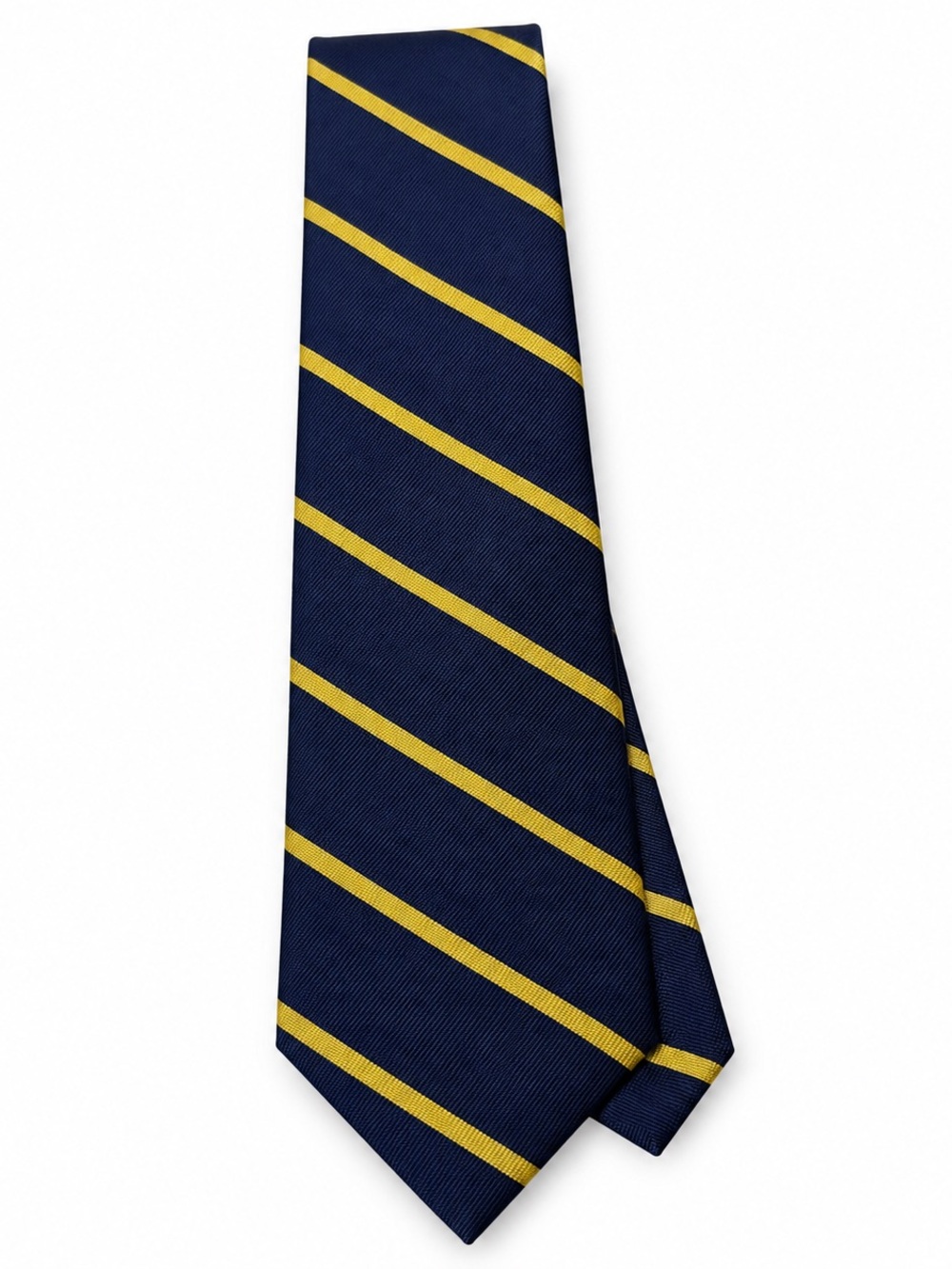 Brooks Brothers Navy Tie with Yellow Diagonal Stripes Pure Silk Made in Italy